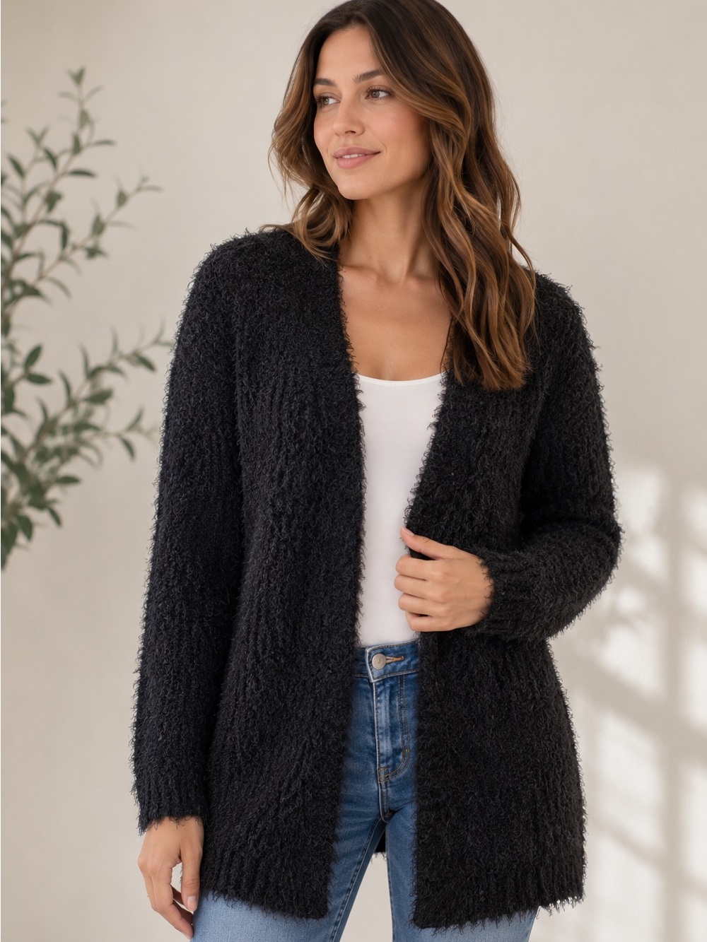 KENSIE Womens Open Front Soft Plush Cardigan Sweater. Size Medium